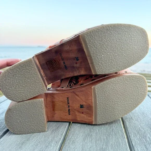 Free People Calabasas Kantha Platform Clogs Embroidered Stud Brown 8 - Picture 6 of 14